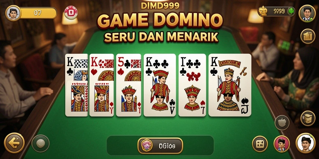Tangkapan layar gameplay DMD999 dengan aksi permainan Domino yang seru.