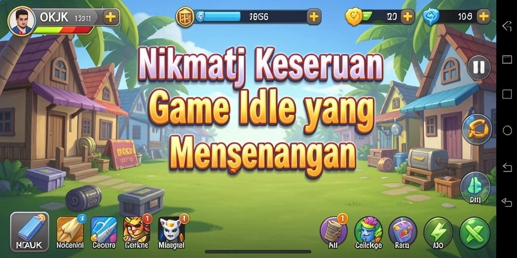 Tampilan gameplay seru dari OKJK yang menampilkan mekanisme Idle.