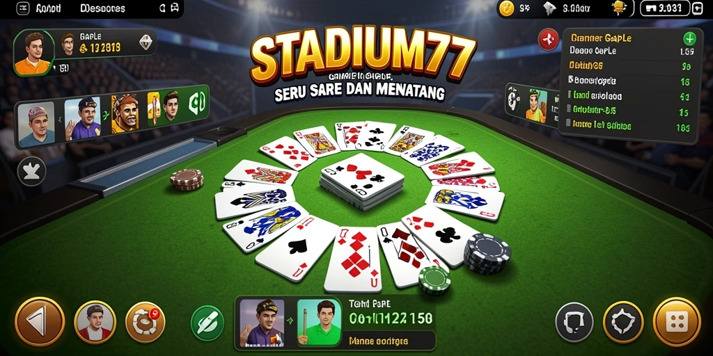 Tampilan screenshot gameplay STADIUM77 saat bermain Gaple dengan teman.