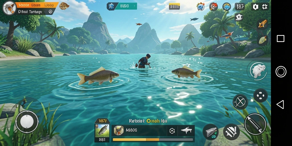 Tampilan gameplay memancing yang menakjubkan di V87.